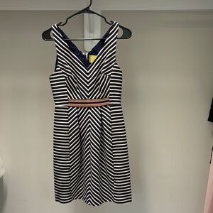 Maeve Black and White Sleeveless Halter Midi Dress